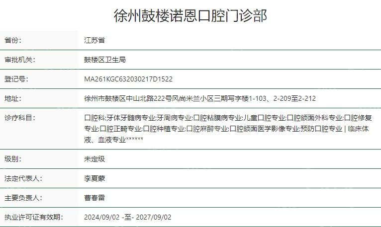 汇总徐州诺恩口腔医院电话号码+地址+上班时间+价格表参考是正规医院收费不坑人